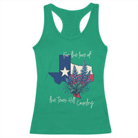 For the Love of the Texas Hill Country Racerback Tank Top Bluebonnet Floral Patriotic Flag - Wonder Print Shop