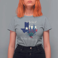 For the Love of the Texas Hill Country T Shirt For Women Bluebonnet Floral Patriotic Flag - Wonder Print Shop