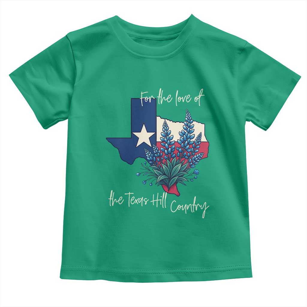 For the Love of the Texas Hill Country Toddler T Shirt Bluebonnet Floral Patriotic Flag - Wonder Print Shop