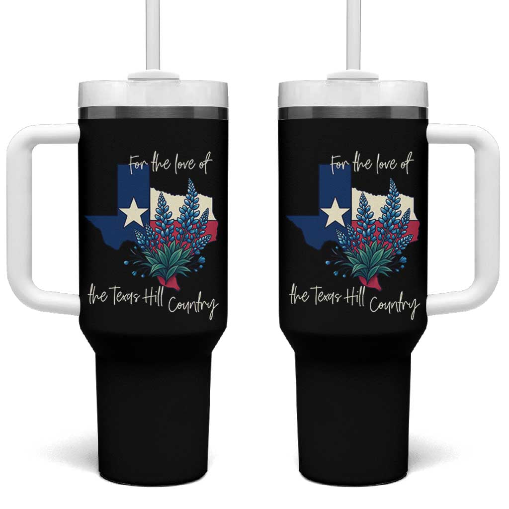 For the Love of the Texas Hill Country Tumbler With Handle Bluebonnet Floral Patriotic Flag - Wonder Print Shop