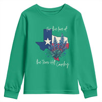 For the Love of the Texas Hill Country Youth Sweatshirt Bluebonnet Floral Patriotic Flag - Wonder Print Shop