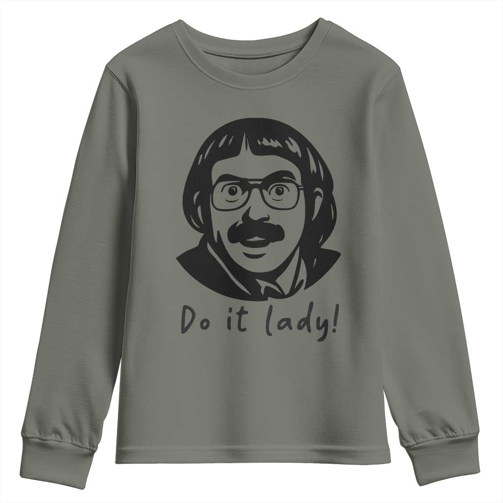 Funny Do It Lady Youth Sweatshirt Mustache Guy Meme Parody - Wonder Print Shop