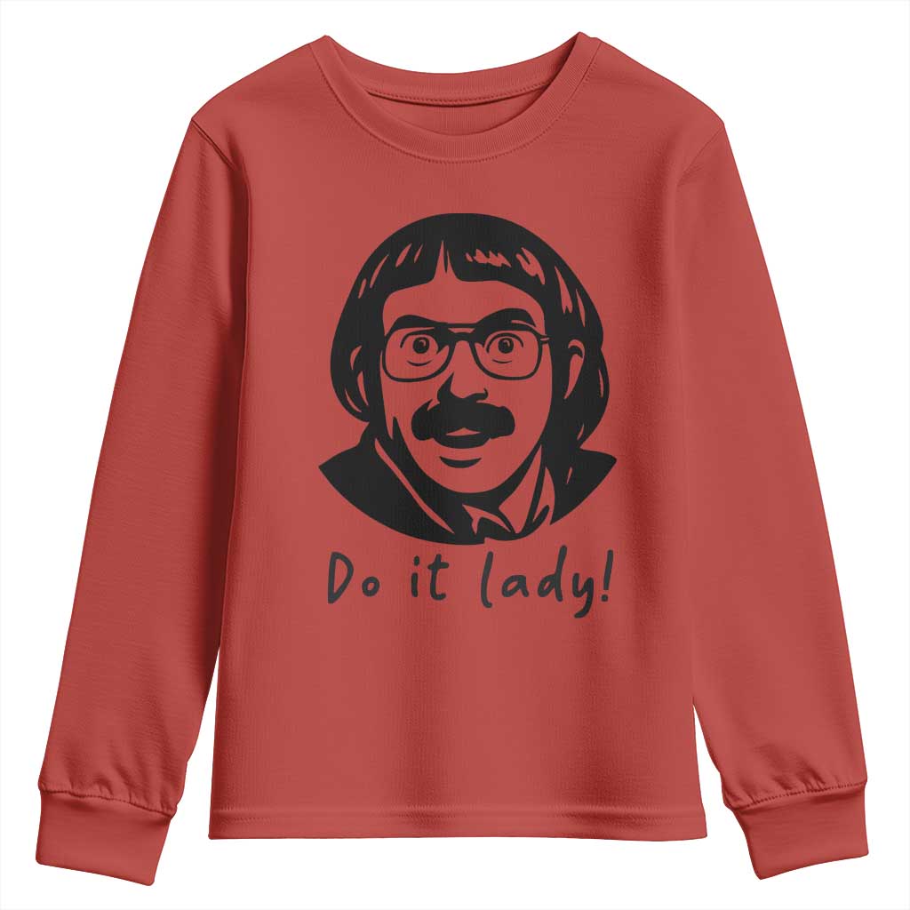 Funny Do It Lady Youth Sweatshirt Mustache Guy Meme Parody - Wonder Print Shop