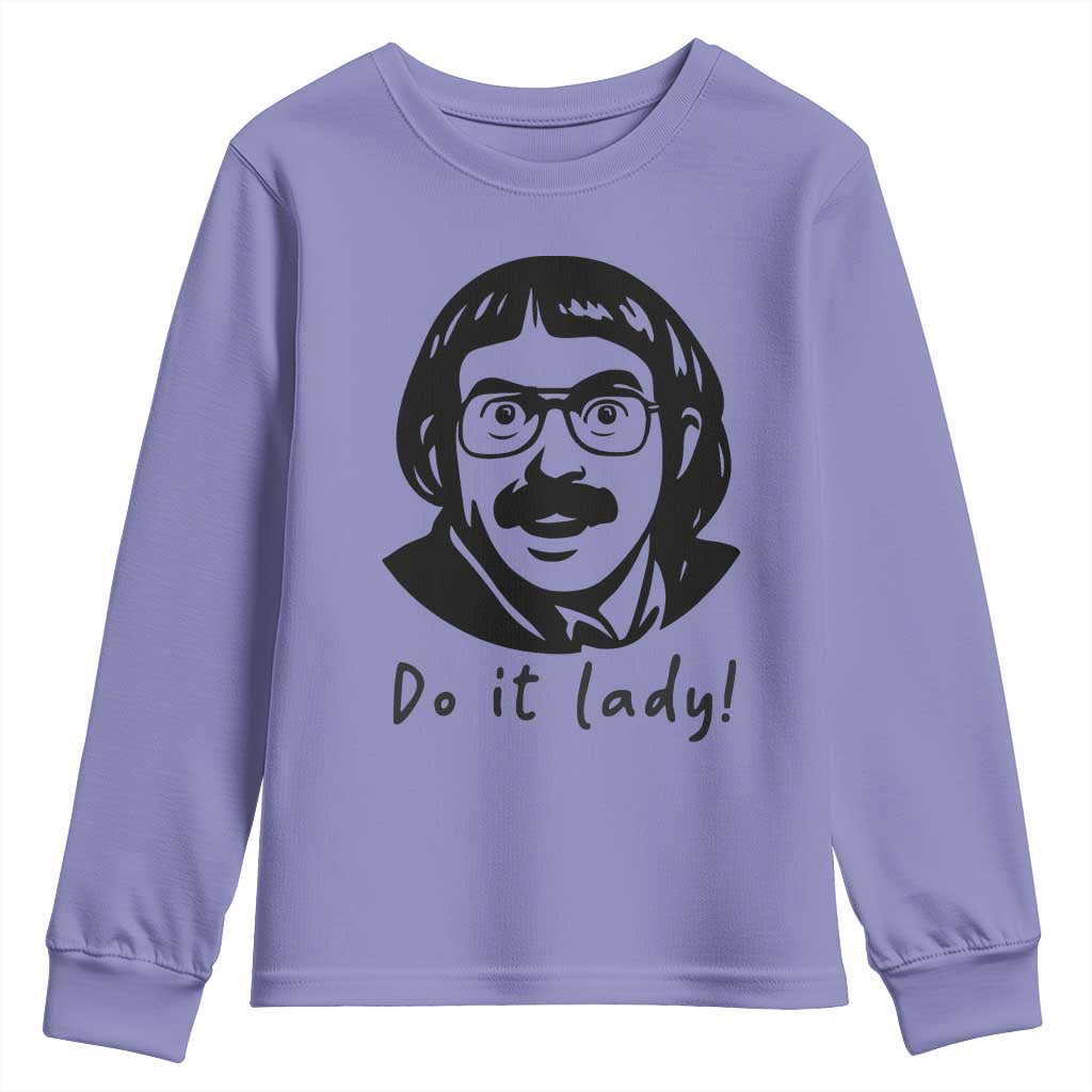 Funny Do It Lady Youth Sweatshirt Mustache Guy Meme Parody - Wonder Print Shop