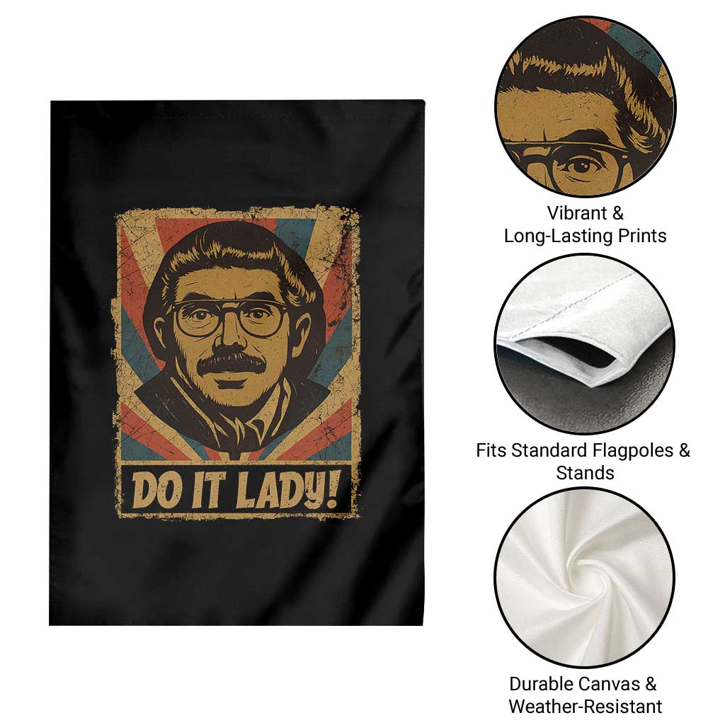 Funny Do It Lady Vintage Garden Flag Retro 70s Mustache Guy Meme Parody - Wonder Print Shop