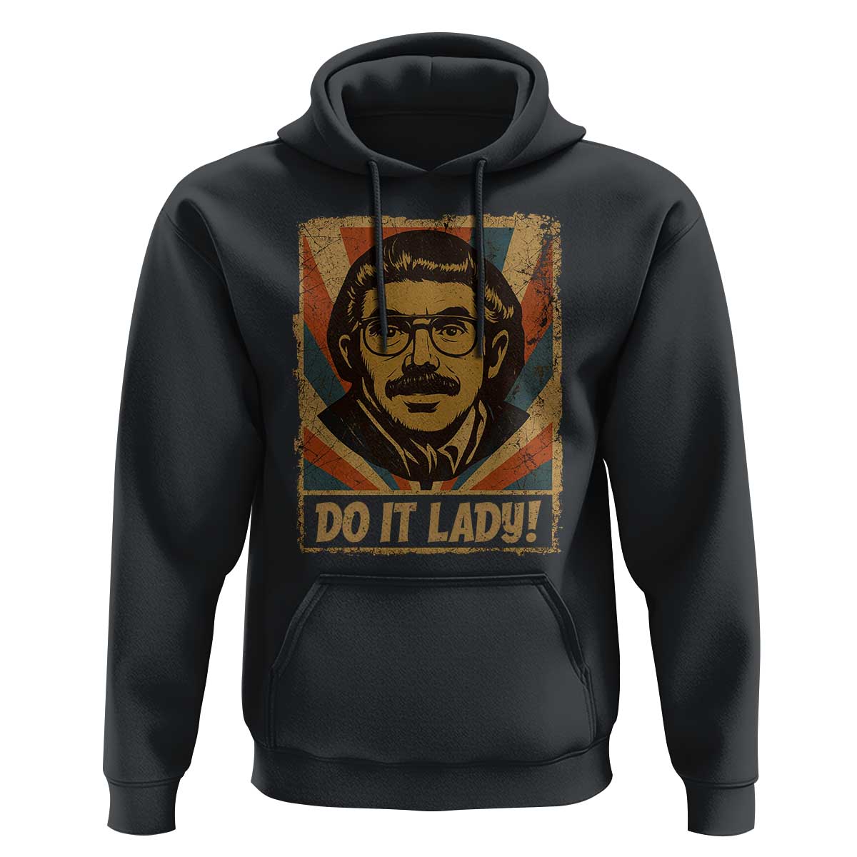 Funny Do It Lady Vintage Hoodie Retro 70s Mustache Guy Meme Parody - Wonder Print Shop