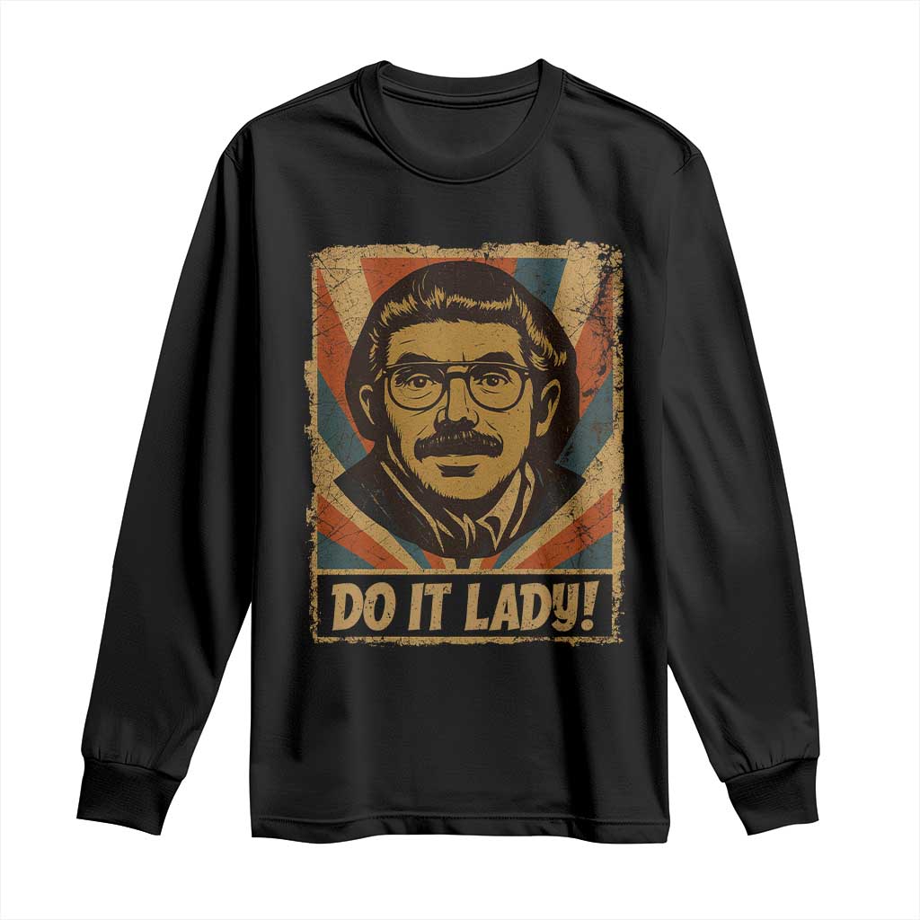 Funny Do It Lady Vintage Long Sleeve Shirt Retro 70s Mustache Guy Meme Parody - Wonder Print Shop
