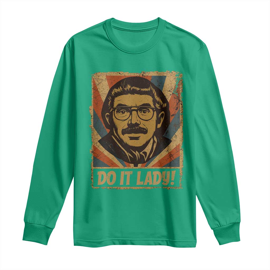 Funny Do It Lady Vintage Long Sleeve Shirt Retro 70s Mustache Guy Meme Parody - Wonder Print Shop