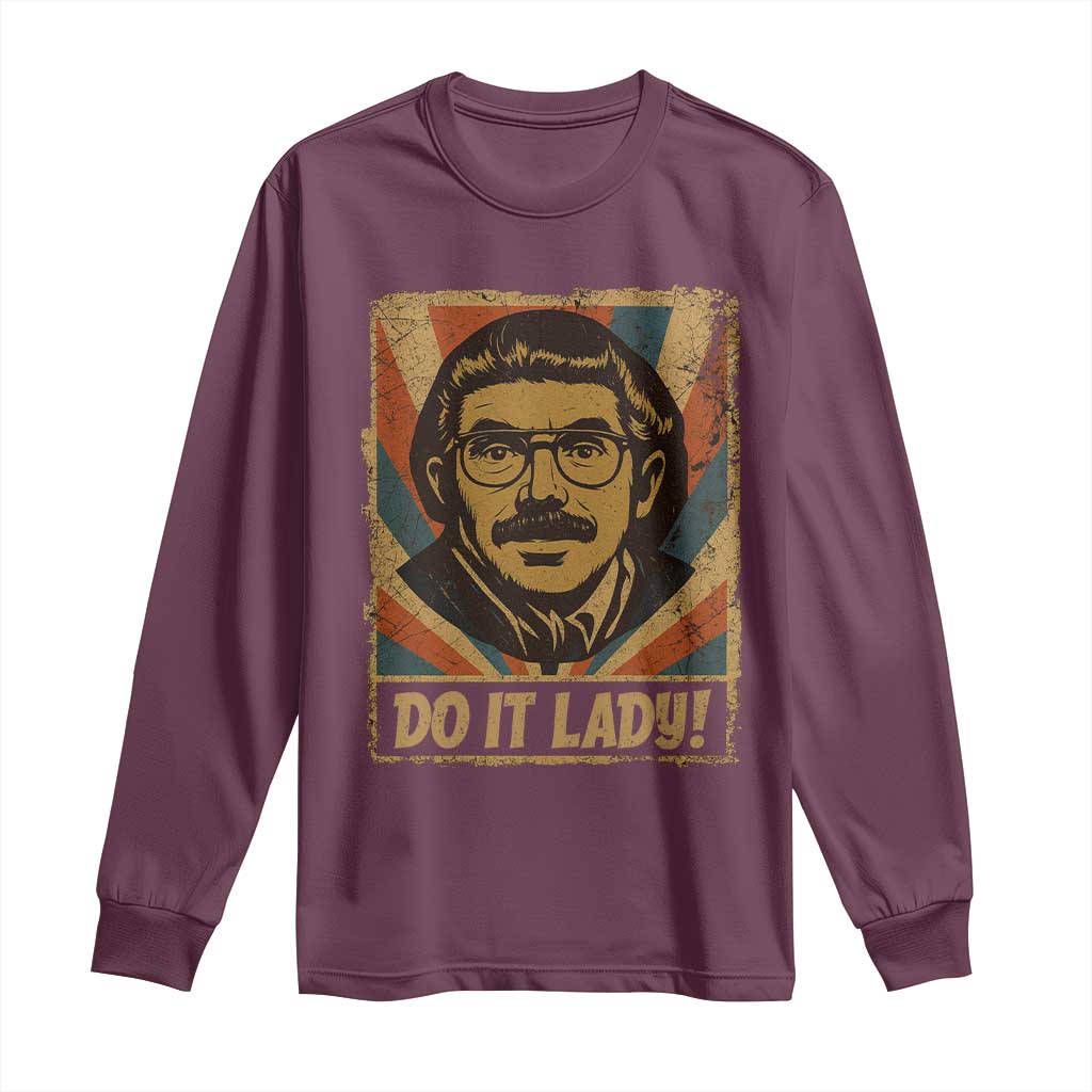 Funny Do It Lady Vintage Long Sleeve Shirt Retro 70s Mustache Guy Meme Parody - Wonder Print Shop