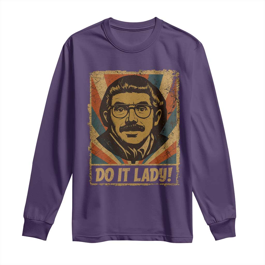 Funny Do It Lady Vintage Long Sleeve Shirt Retro 70s Mustache Guy Meme Parody - Wonder Print Shop