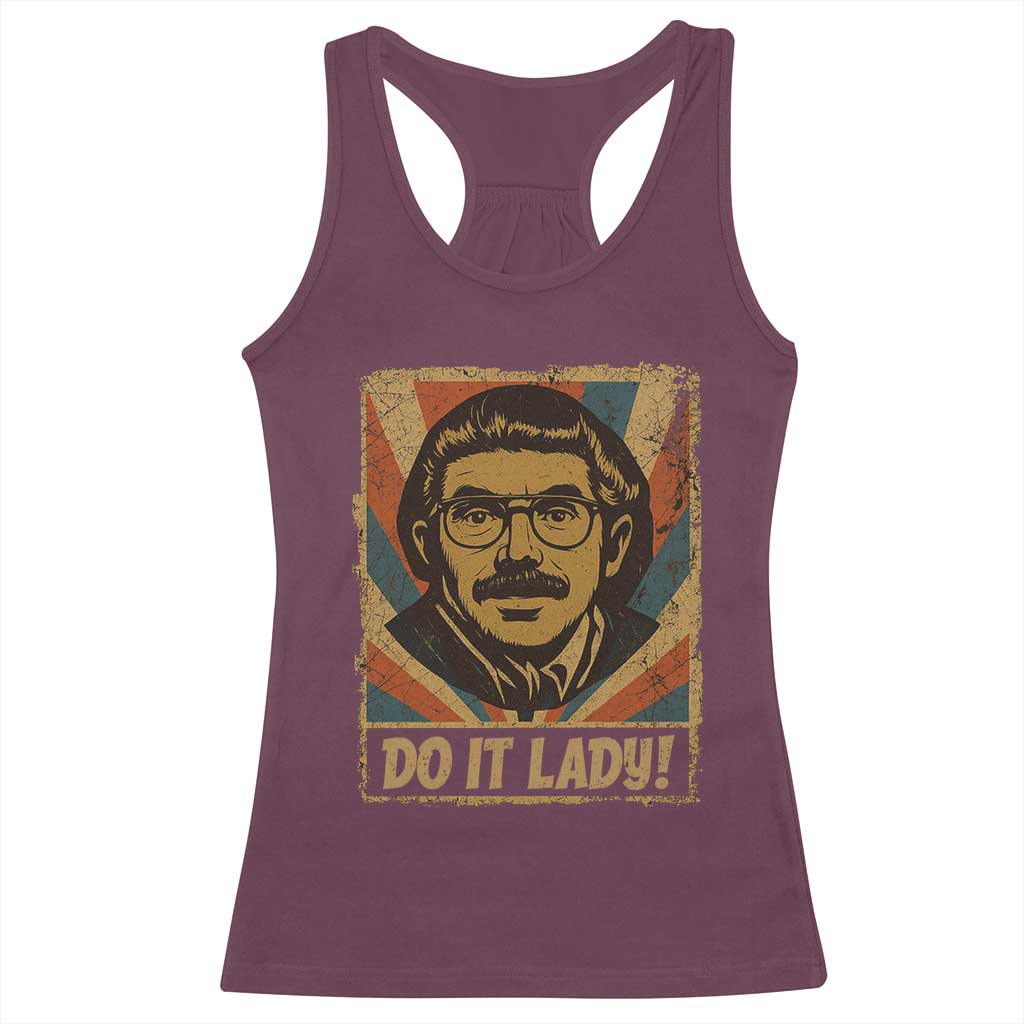 Funny Do It Lady Vintage Racerback Tank Top Retro 70s Mustache Guy Meme Parody - Wonder Print Shop