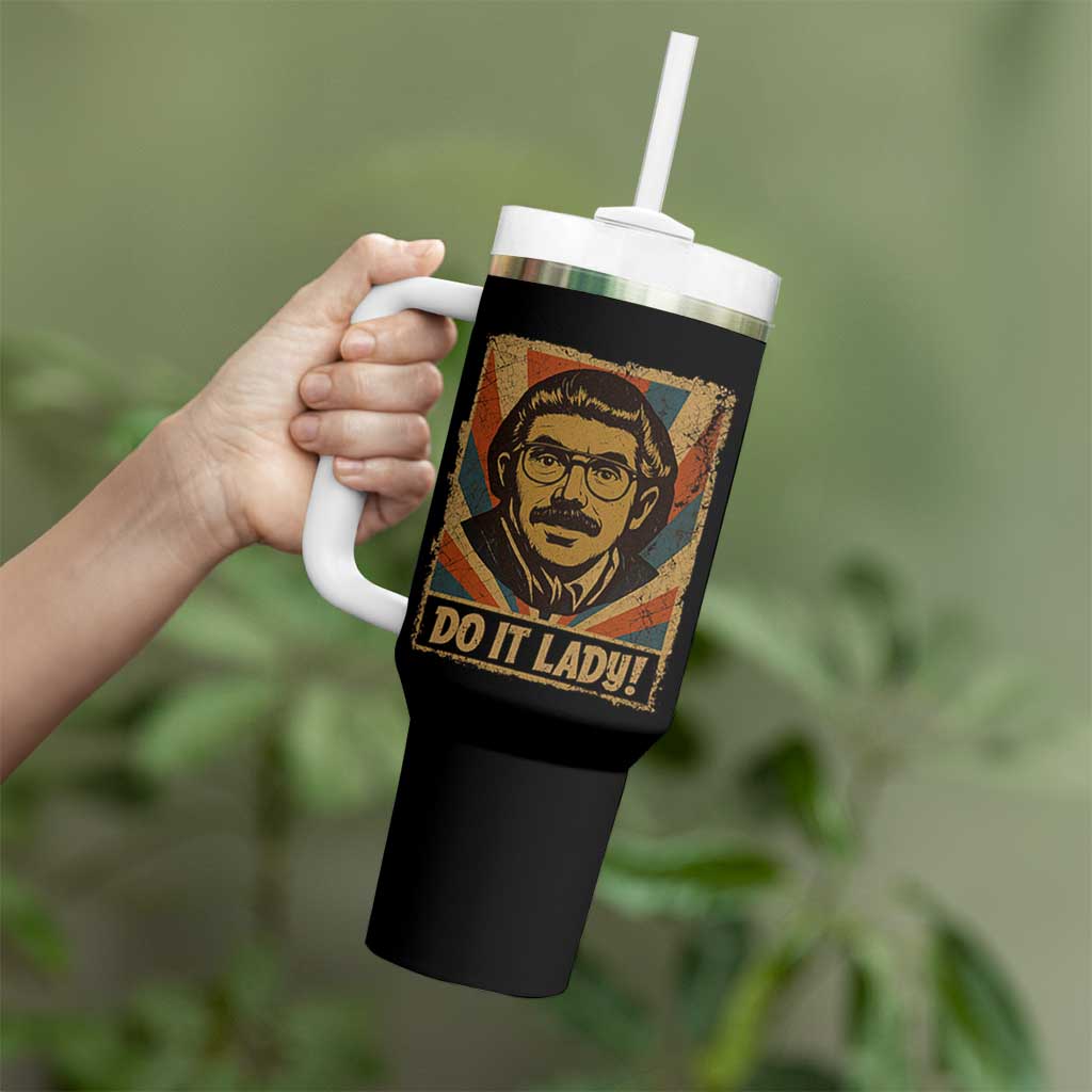 Funny Do It Lady Vintage Tumbler With Handle Retro 70s Mustache Guy Meme Parody - Wonder Print Shop