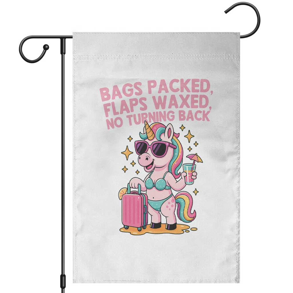 Funny Girls Trip Unicorn Garden Flag Bags Packed Flaps Waxed No Turning Back Bikini Vacation Bachelorette - Wonder Print Shop