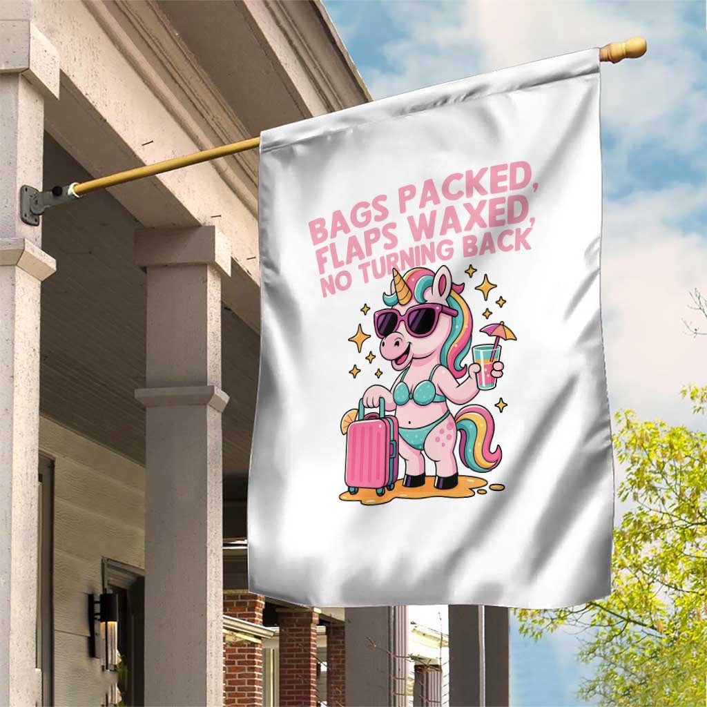 Funny Girls Trip Unicorn Garden Flag Bags Packed Flaps Waxed No Turning Back Bikini Vacation Bachelorette - Wonder Print Shop