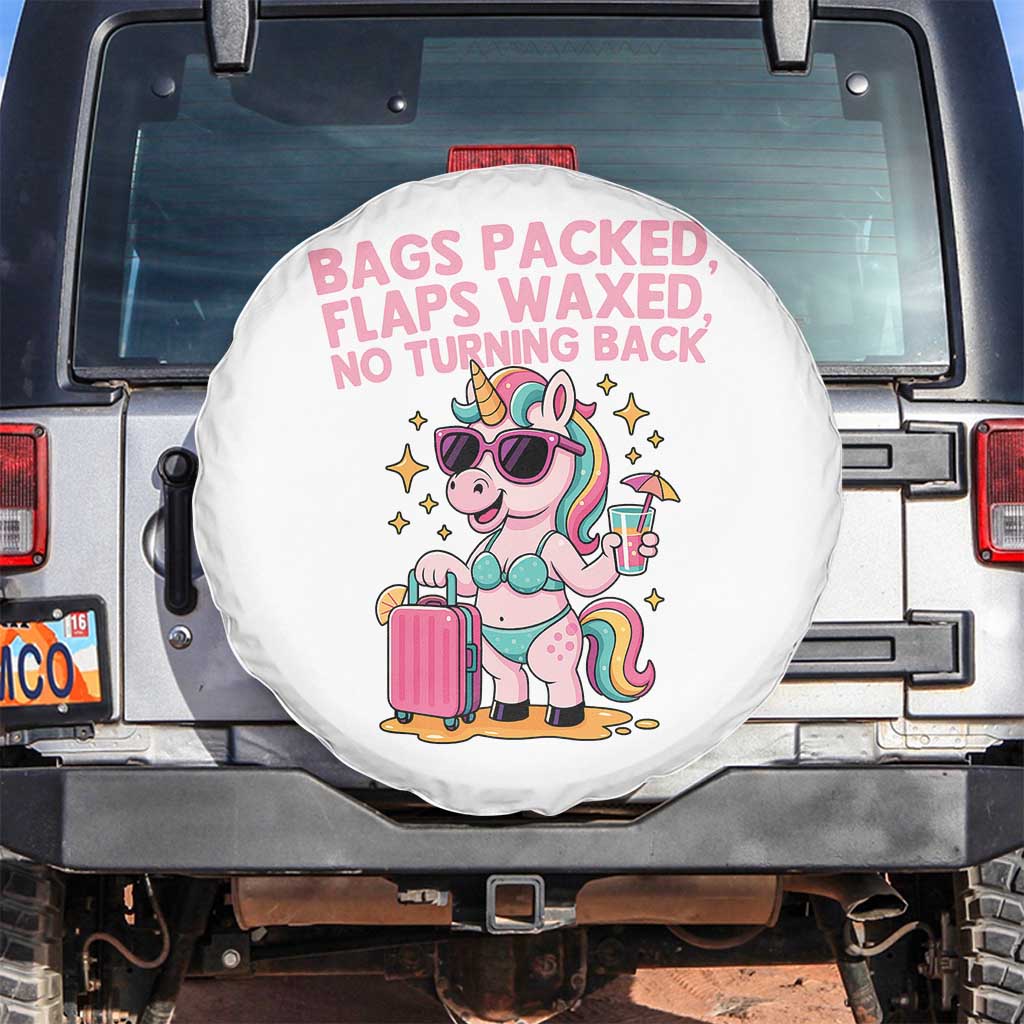 Funny Girls Trip Unicorn Spare Tire Cover Bags Packed Flaps Waxed No Turning Back Bikini Vacation Bachelorette - Wonder Print Shop