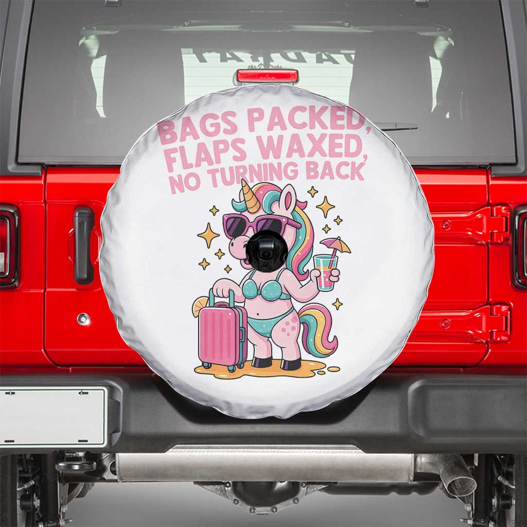 Funny Girls Trip Unicorn Spare Tire Cover Bags Packed Flaps Waxed No Turning Back Bikini Vacation Bachelorette - Wonder Print Shop