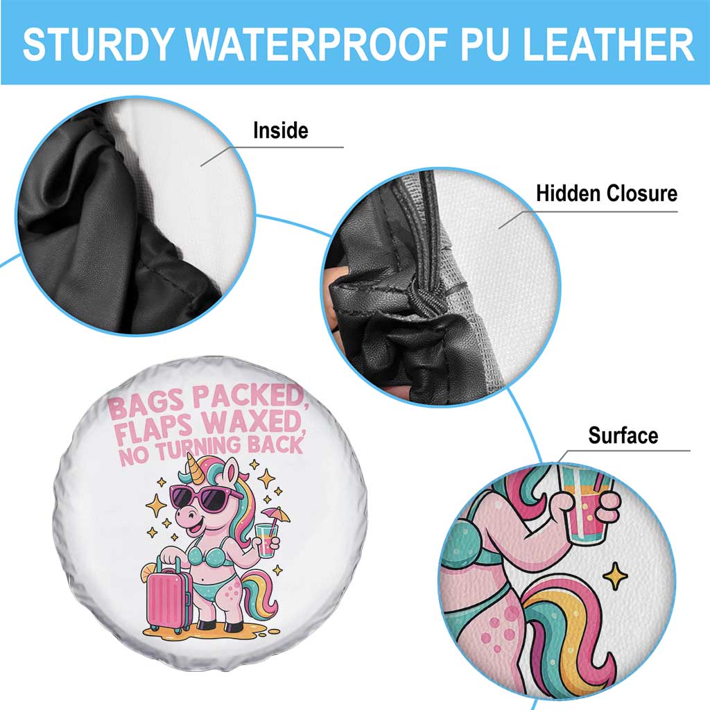 Funny Girls Trip Unicorn Spare Tire Cover Bags Packed Flaps Waxed No Turning Back Bikini Vacation Bachelorette - Wonder Print Shop