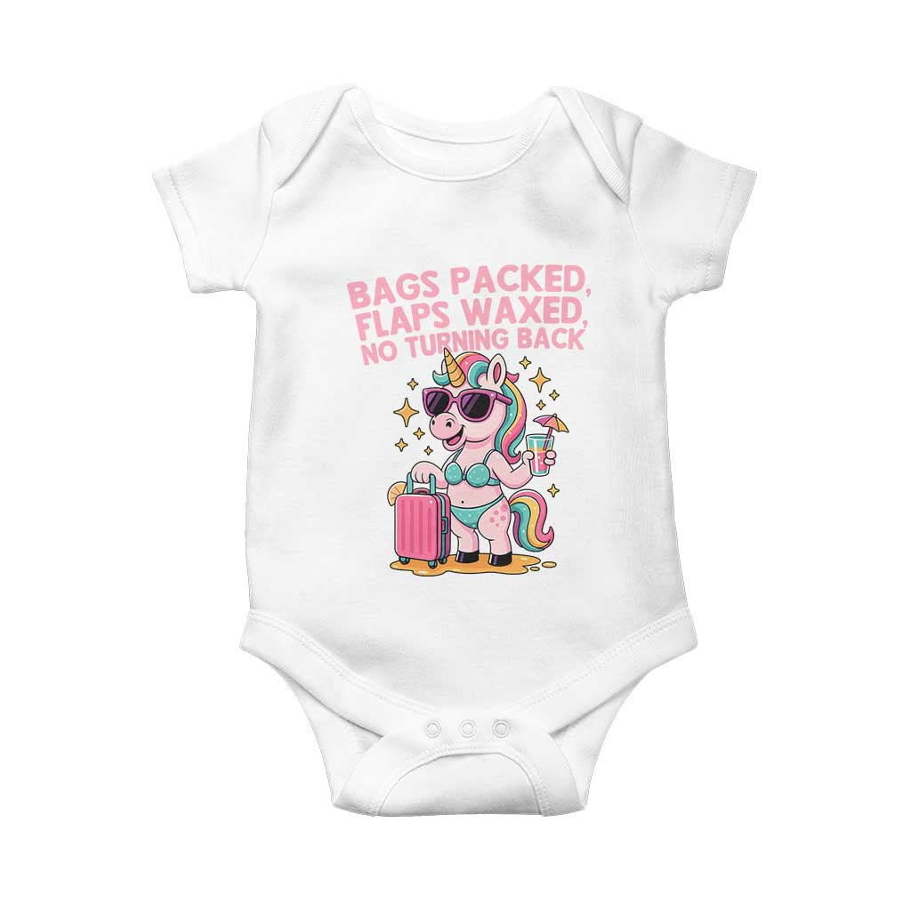 Funny Girls Trip Unicorn Baby Onesie Bags Packed Flaps Waxed No Turning Back Bikini Vacation Bachelorette - Wonder Print Shop