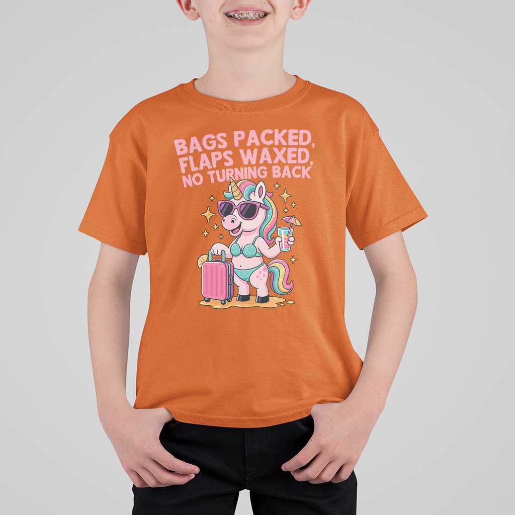 Funny Girls Trip Unicorn T Shirt For Kid Bags Packed Flaps Waxed No Turning Back Bikini Vacation Bachelorette - Wonder Print Shop