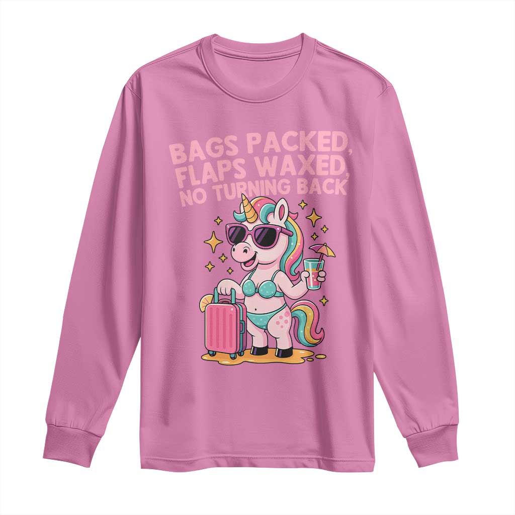 Funny Girls Trip Unicorn Long Sleeve Shirt Bags Packed Flaps Waxed No Turning Back Bikini Vacation Bachelorette - Wonder Print Shop