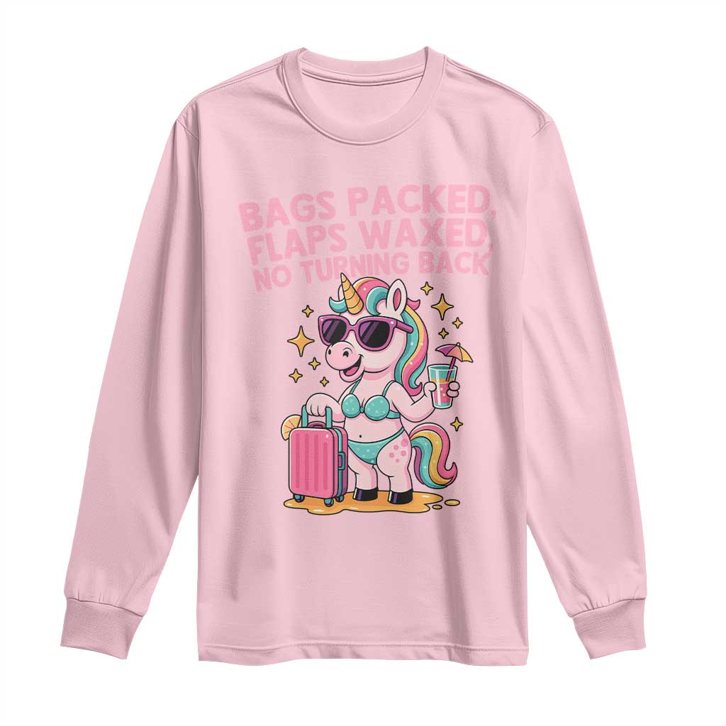 Funny Girls Trip Unicorn Long Sleeve Shirt Bags Packed Flaps Waxed No Turning Back Bikini Vacation Bachelorette - Wonder Print Shop