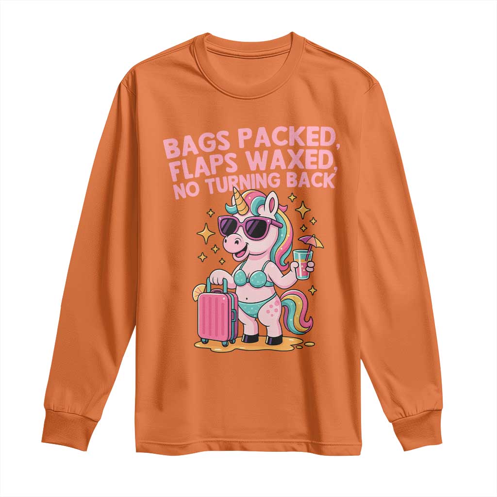 Funny Girls Trip Unicorn Long Sleeve Shirt Bags Packed Flaps Waxed No Turning Back Bikini Vacation Bachelorette - Wonder Print Shop