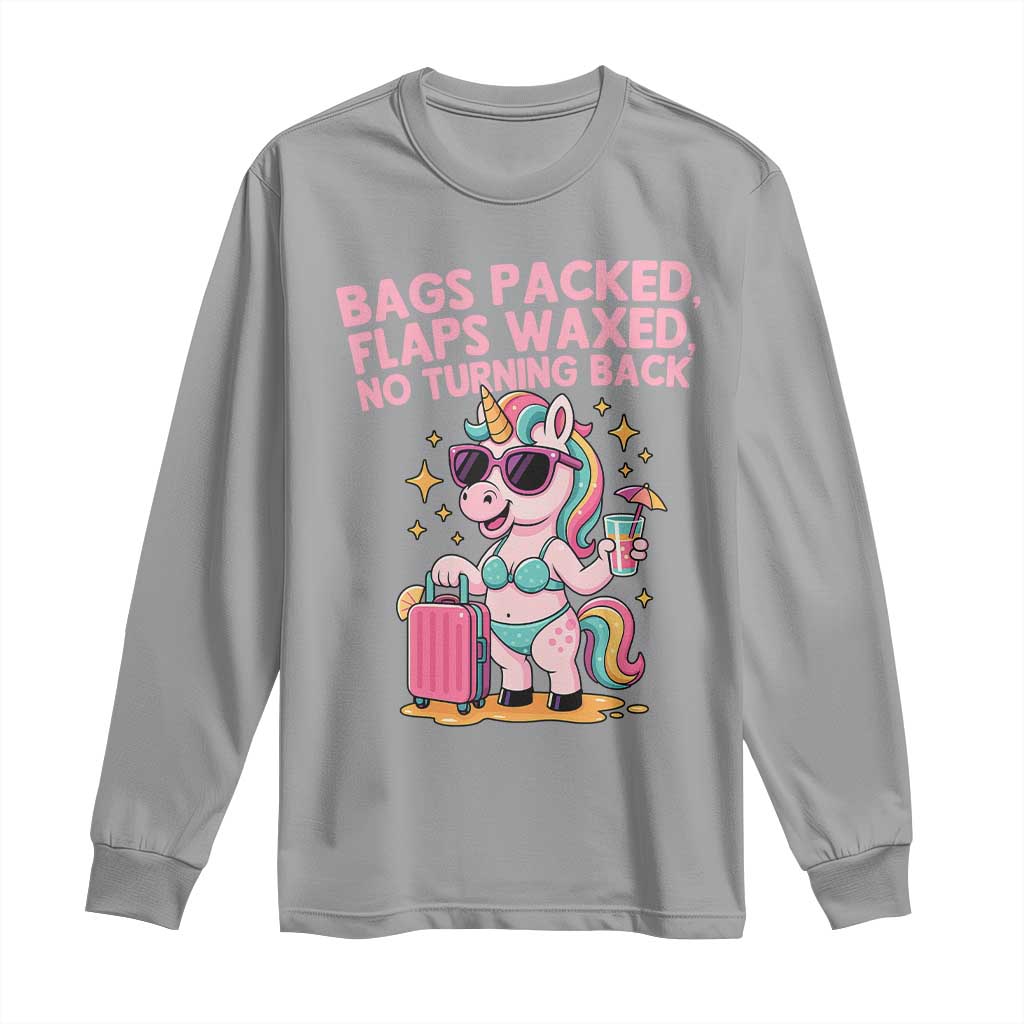 Funny Girls Trip Unicorn Long Sleeve Shirt Bags Packed Flaps Waxed No Turning Back Bikini Vacation Bachelorette - Wonder Print Shop