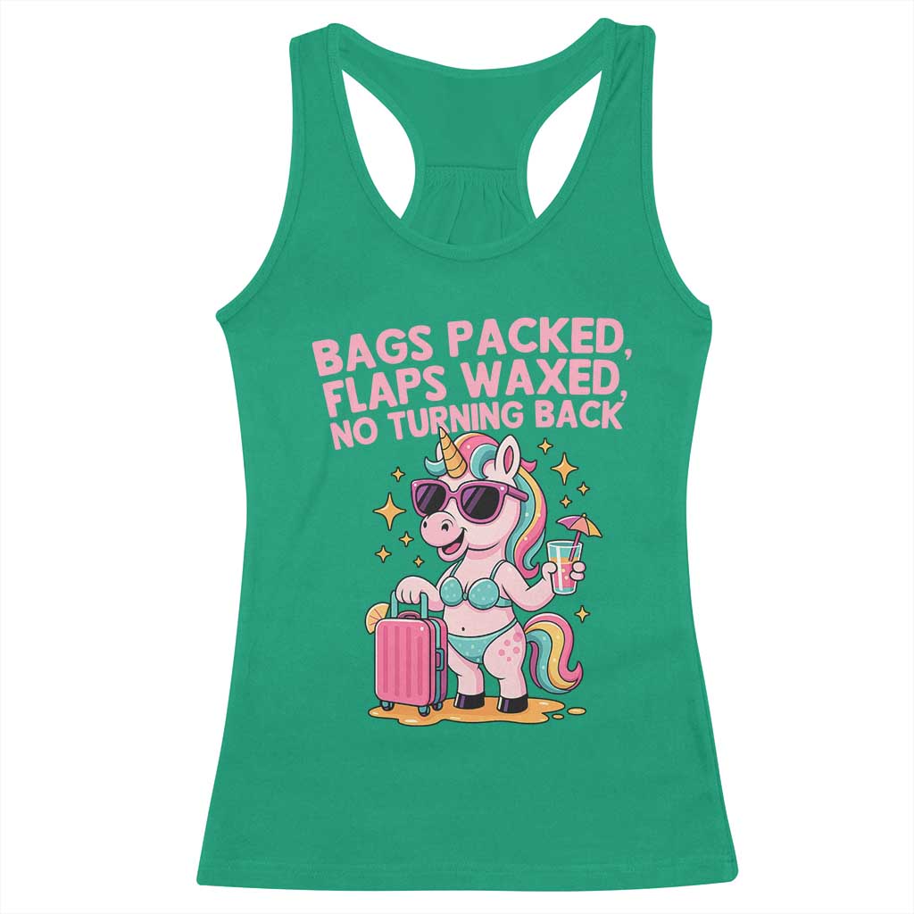 Funny Girls Trip Unicorn Racerback Tank Top Bags Packed Flaps Waxed No Turning Back Bikini Vacation Bachelorette - Wonder Print Shop