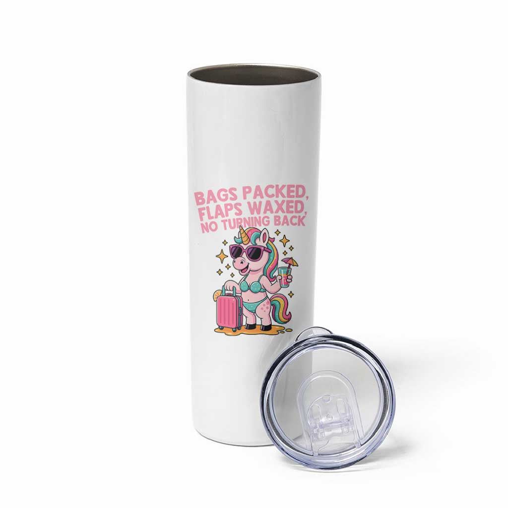 Funny Girls Trip Unicorn Skinny Tumbler Bags Packed Flaps Waxed No Turning Back Bikini Vacation Bachelorette - Wonder Print Shop
