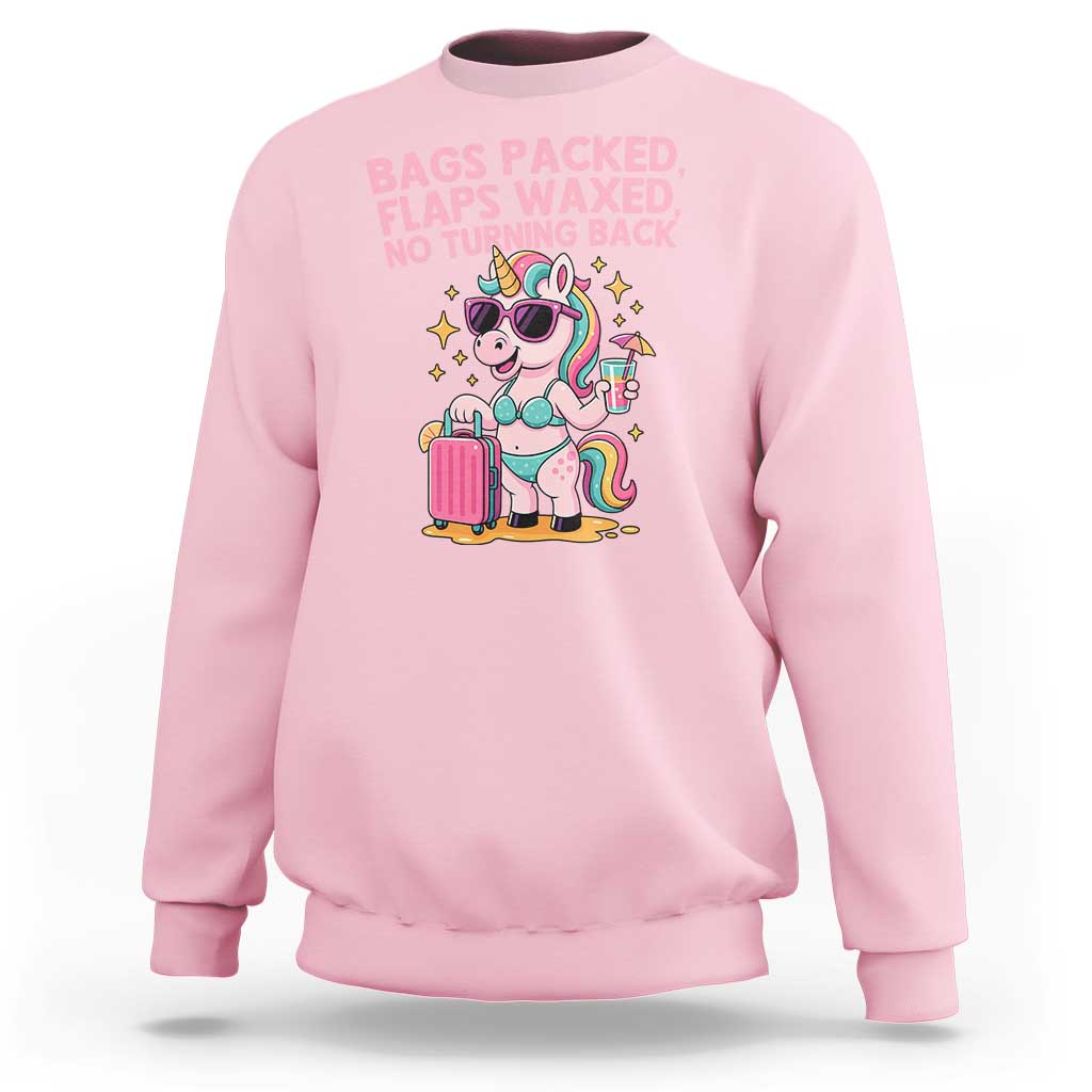 Funny Girls Trip Unicorn Sweatshirt Bags Packed Flaps Waxed No Turning Back Bikini Vacation Bachelorette - Wonder Print Shop