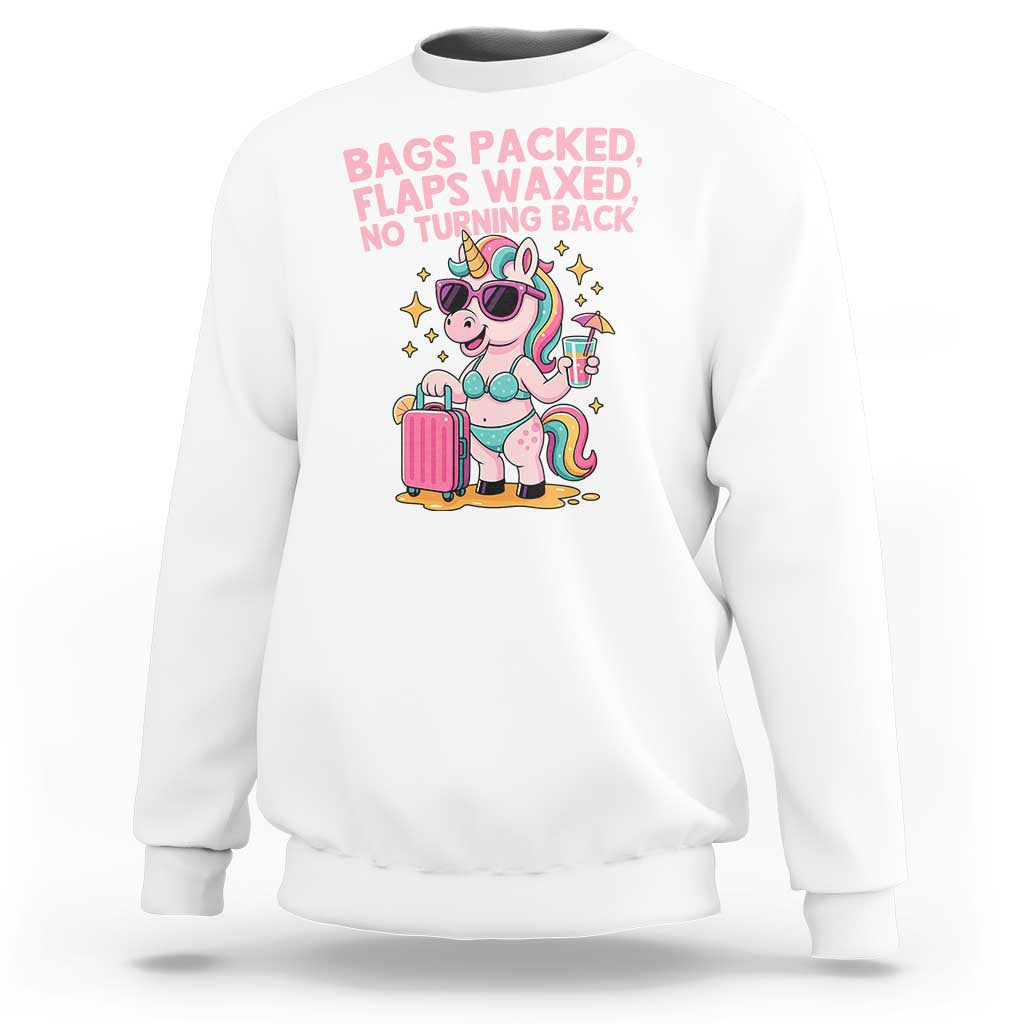 Funny Girls Trip Unicorn Sweatshirt Bags Packed Flaps Waxed No Turning Back Bikini Vacation Bachelorette - Wonder Print Shop