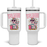 Funny Girls Trip Unicorn Tumbler With Handle Bags Packed Flaps Waxed No Turning Back Bikini Vacation Bachelorette - Wonder Print Shop