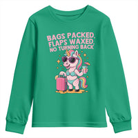 Funny Girls Trip Unicorn Youth Sweatshirt Bags Packed Flaps Waxed No Turning Back Bikini Vacation Bachelorette - Wonder Print Shop