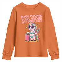 Funny Girls Trip Unicorn Youth Sweatshirt Bags Packed Flaps Waxed No Turning Back Bikini Vacation Bachelorette - Wonder Print Shop