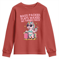 Funny Girls Trip Unicorn Youth Sweatshirt Bags Packed Flaps Waxed No Turning Back Bikini Vacation Bachelorette - Wonder Print Shop