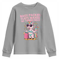 Funny Girls Trip Unicorn Youth Sweatshirt Bags Packed Flaps Waxed No Turning Back Bikini Vacation Bachelorette - Wonder Print Shop