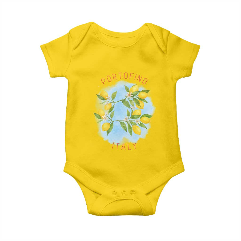 Portofino Italy Lemons Baby Onesie Vintage Coastal Europe Travel Summer Vibe Aesthetic - Wonder Print Shop