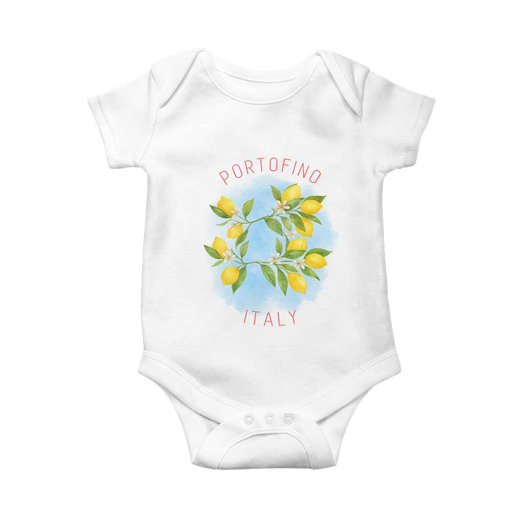 Portofino Italy Lemons Baby Onesie Vintage Coastal Europe Travel Summer Vibe Aesthetic - Wonder Print Shop
