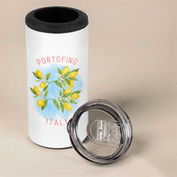 Portofino Italy Lemons 4 in 1 Can Cooler Tumbler Vintage Coastal Europe Travel Summer Vibe Aesthetic - Wonder Print Shop