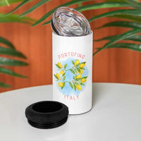 Portofino Italy Lemons 4 in 1 Can Cooler Tumbler Vintage Coastal Europe Travel Summer Vibe Aesthetic - Wonder Print Shop