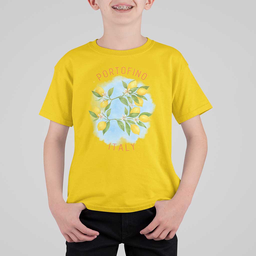 Portofino Italy Lemons T Shirt For Kid Vintage Coastal Europe Travel Summer Vibe Aesthetic - Wonder Print Shop