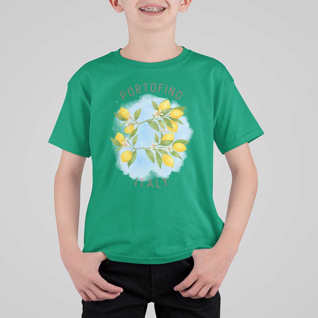 Portofino Italy Lemons T Shirt For Kid Vintage Coastal Europe Travel Summer Vibe Aesthetic - Wonder Print Shop