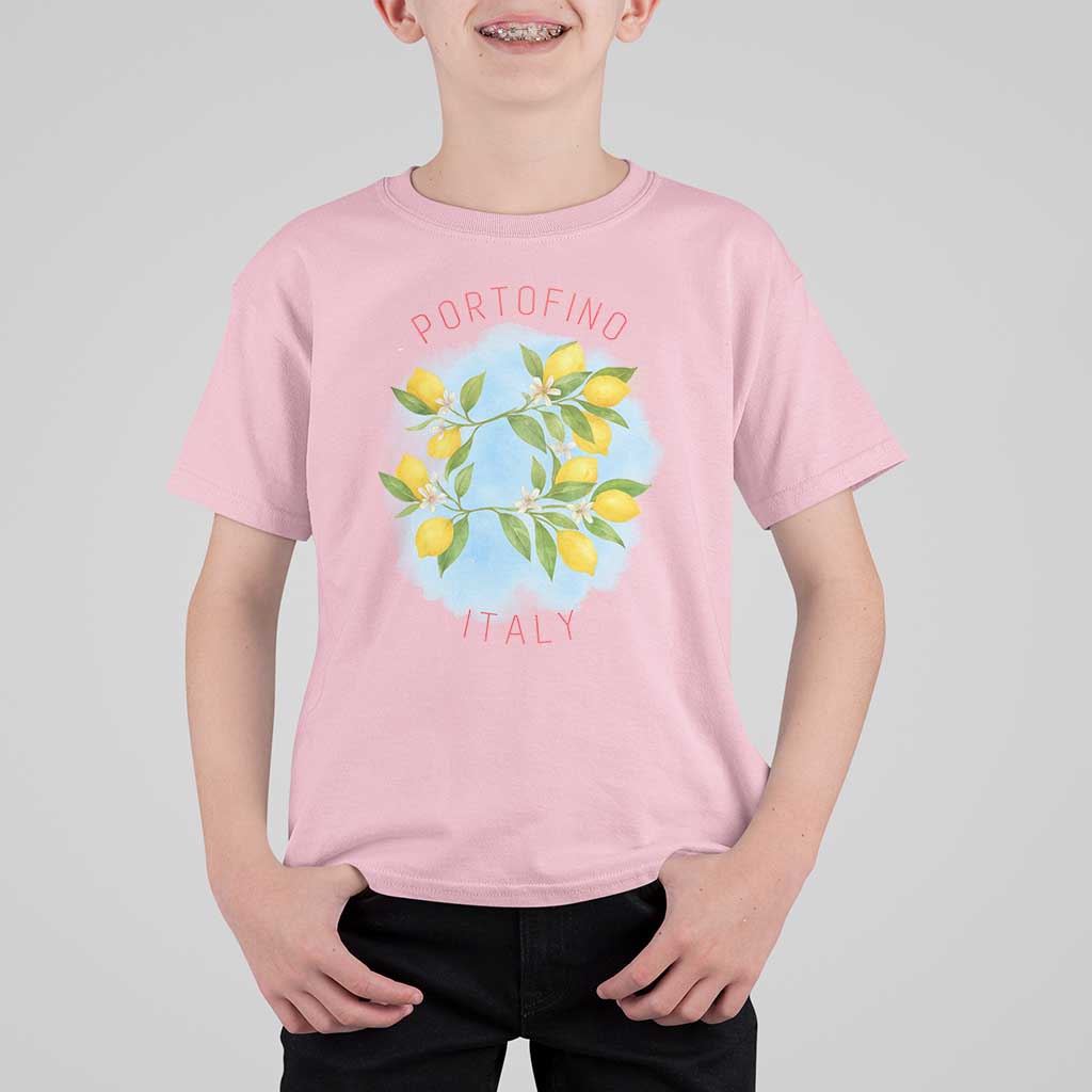 Portofino Italy Lemons T Shirt For Kid Vintage Coastal Europe Travel Summer Vibe Aesthetic - Wonder Print Shop