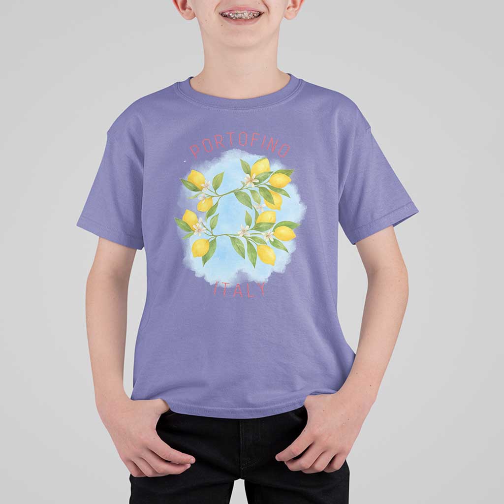 Portofino Italy Lemons T Shirt For Kid Vintage Coastal Europe Travel Summer Vibe Aesthetic - Wonder Print Shop