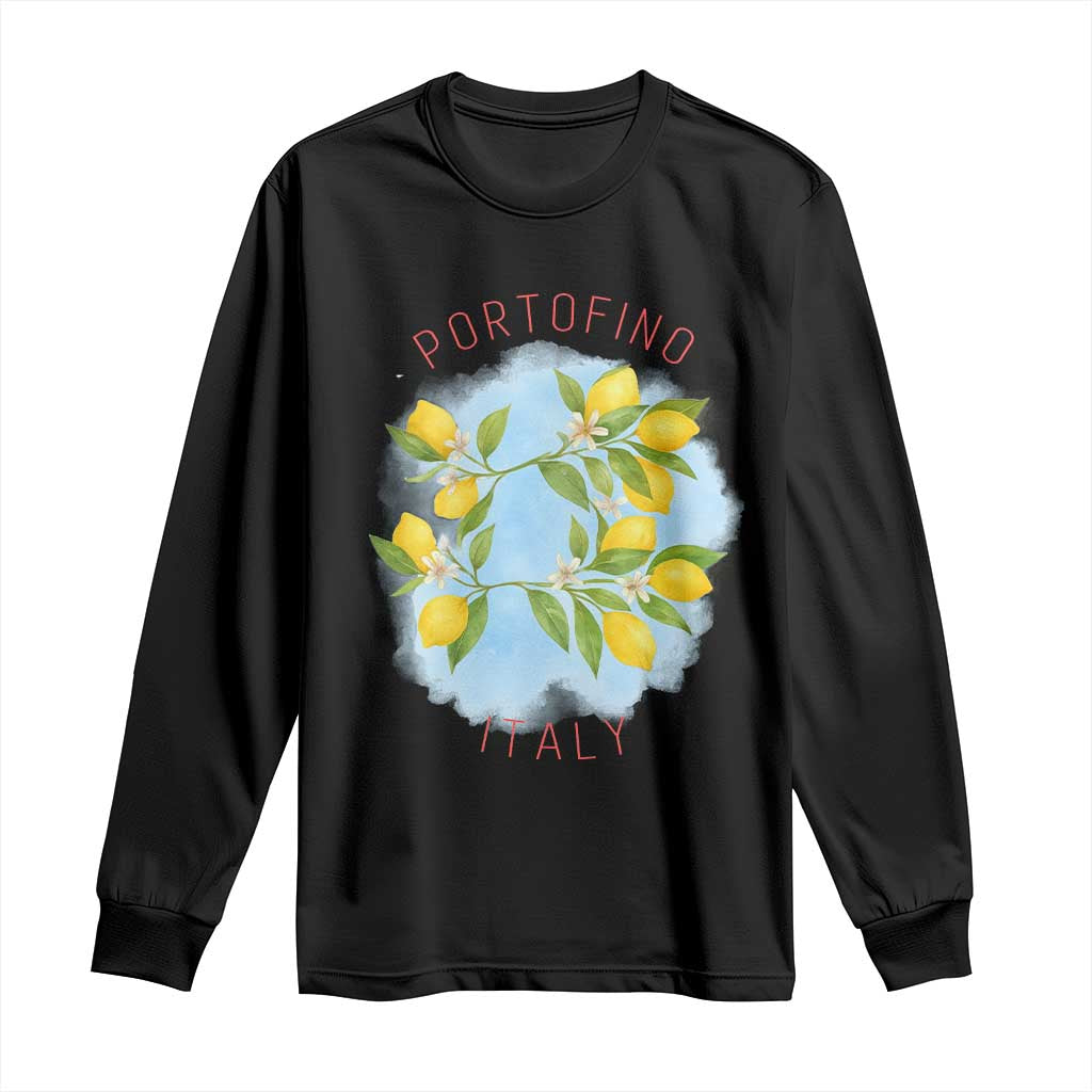 Portofino Italy Lemons Long Sleeve Shirt Vintage Coastal Europe Travel Summer Vibe Aesthetic - Wonder Print Shop