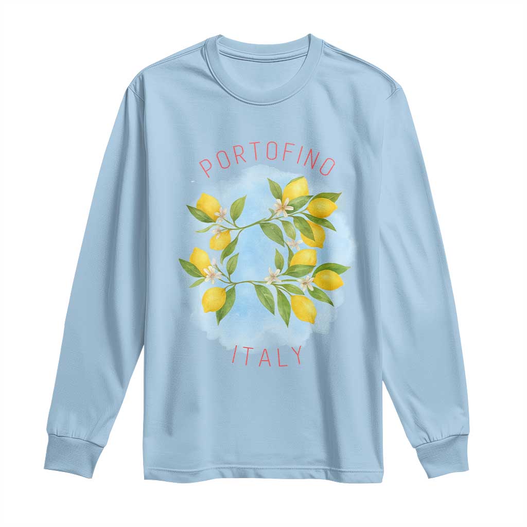 Portofino Italy Lemons Long Sleeve Shirt Vintage Coastal Europe Travel Summer Vibe Aesthetic - Wonder Print Shop