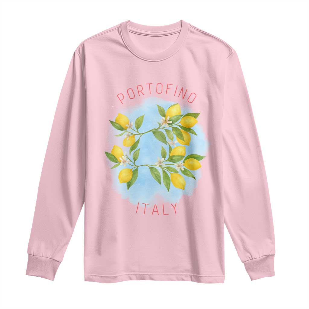 Portofino Italy Lemons Long Sleeve Shirt Vintage Coastal Europe Travel Summer Vibe Aesthetic - Wonder Print Shop