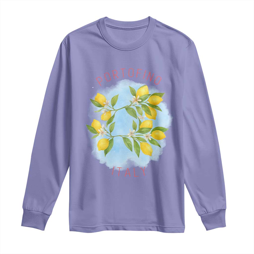 Portofino Italy Lemons Long Sleeve Shirt Vintage Coastal Europe Travel Summer Vibe Aesthetic - Wonder Print Shop