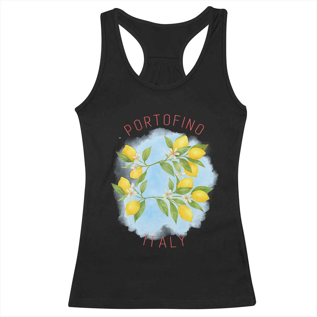 Portofino Italy Lemons Racerback Tank Top Vintage Coastal Europe Travel Summer Vibe Aesthetic - Wonder Print Shop