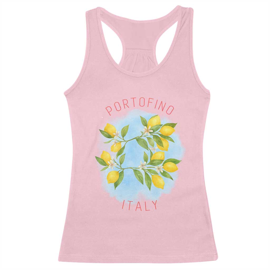 Portofino Italy Lemons Racerback Tank Top Vintage Coastal Europe Travel Summer Vibe Aesthetic - Wonder Print Shop